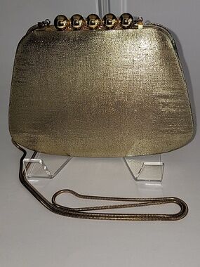 ANDRE CELLINI GOLD LAME EVENING CLUTCH/ SHOULDER BAG
